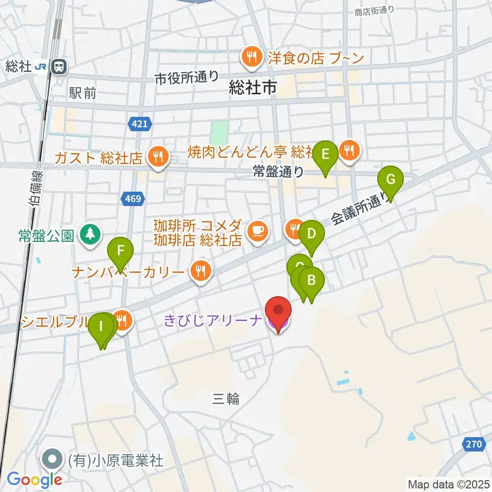 きびじアリーナ周辺の駐車場・コインパーキング一覧地図
