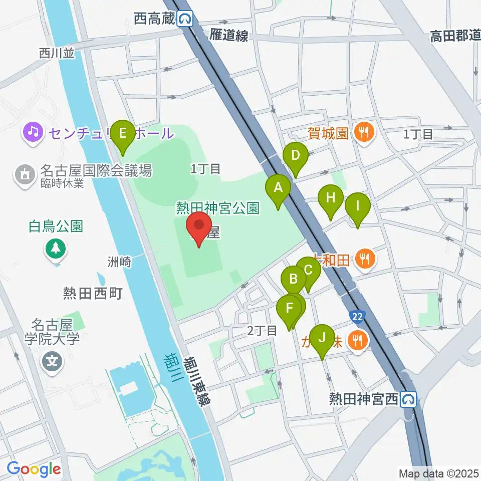 熱田球技場周辺の駐車場・コインパーキング一覧地図