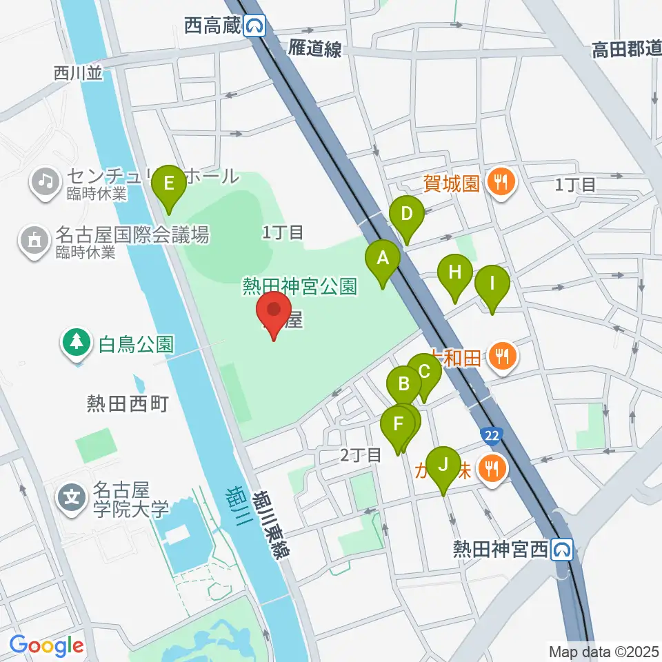 熱田球技場周辺の駐車場・コインパーキング一覧地図