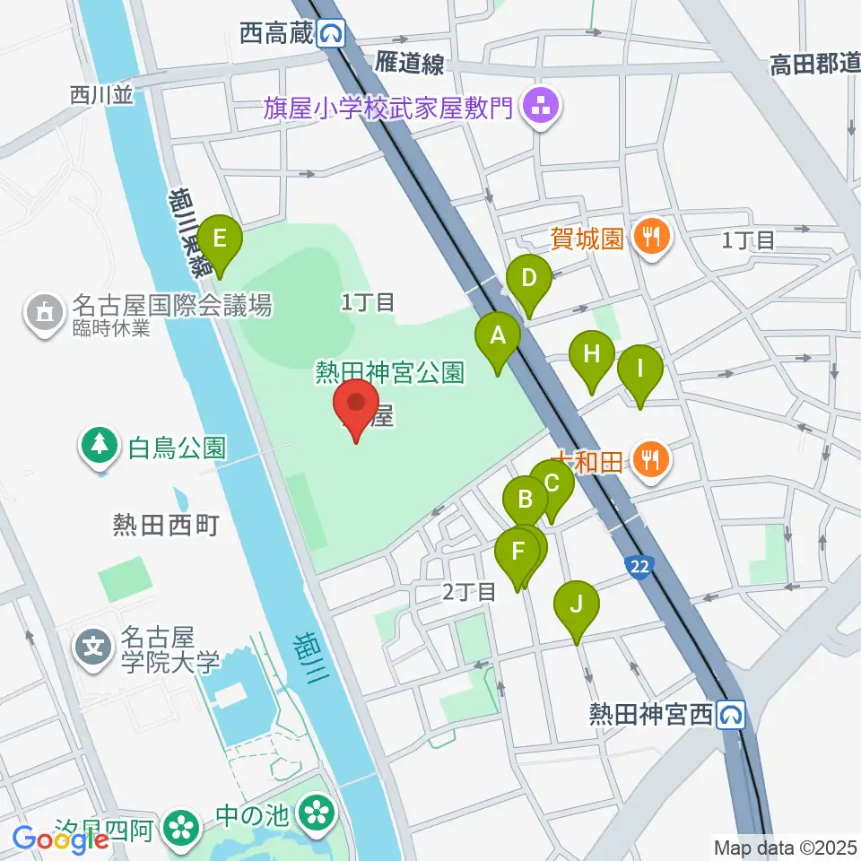 熱田球技場周辺の駐車場・コインパーキング一覧地図