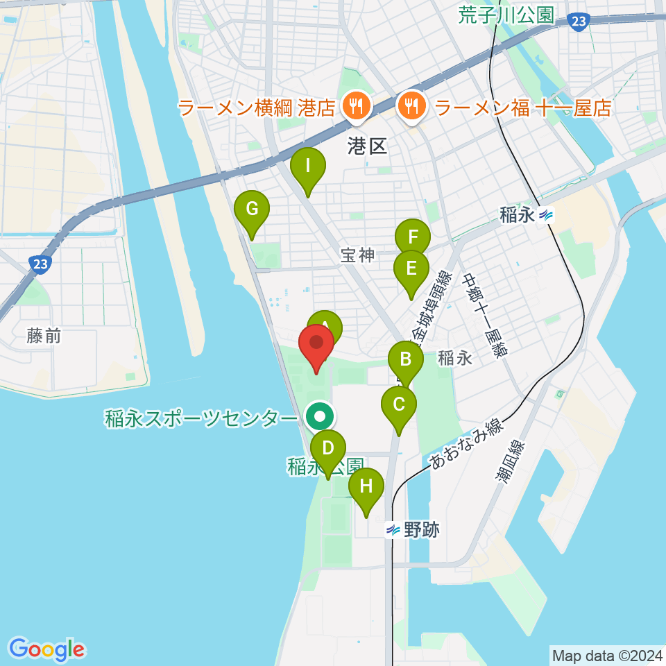 稲永公園野球場周辺の駐車場・コインパーキング一覧地図