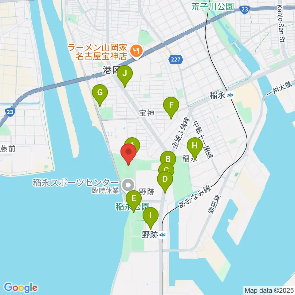 稲永公園野球場周辺の駐車場・コインパーキング一覧地図