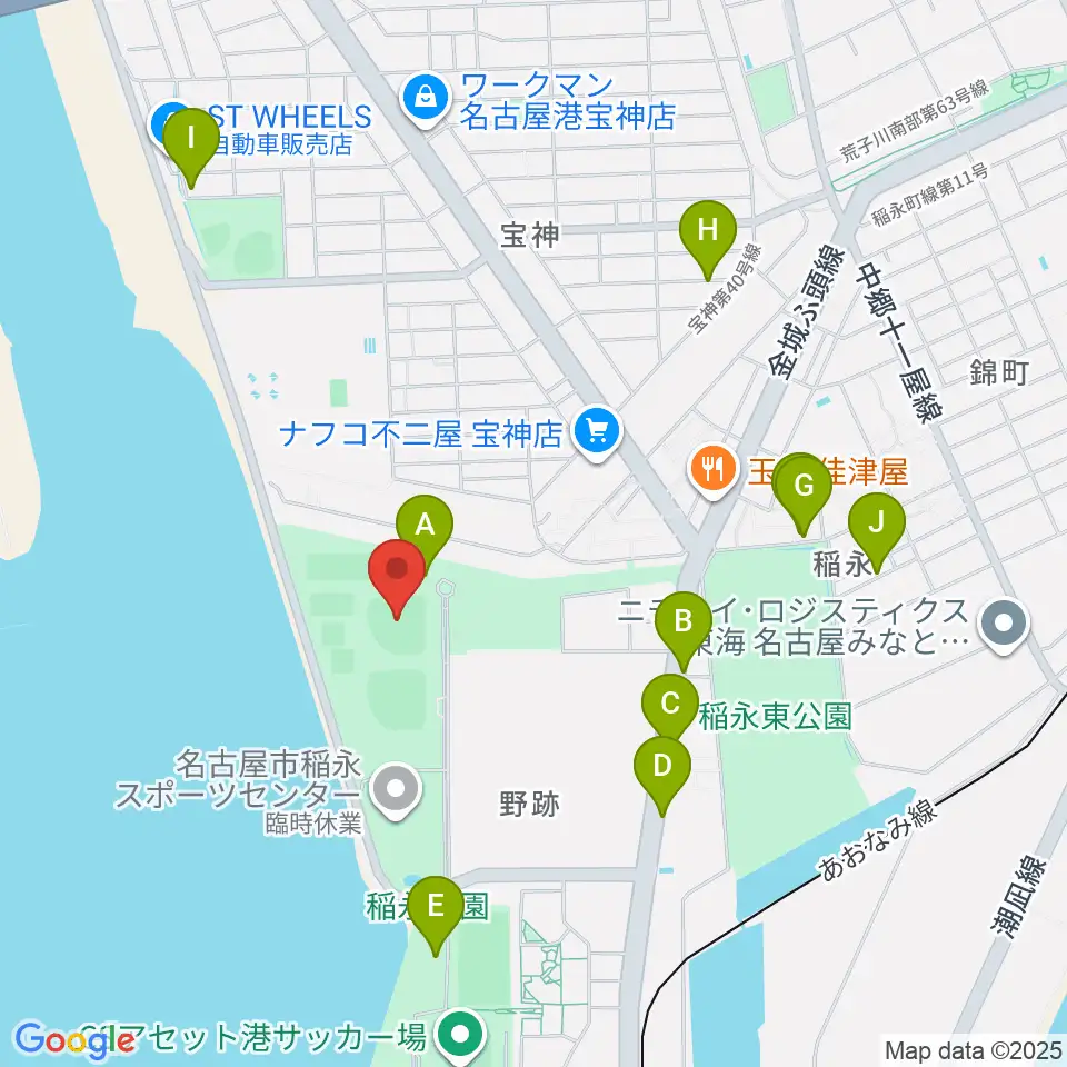 稲永公園野球場周辺の駐車場・コインパーキング一覧地図