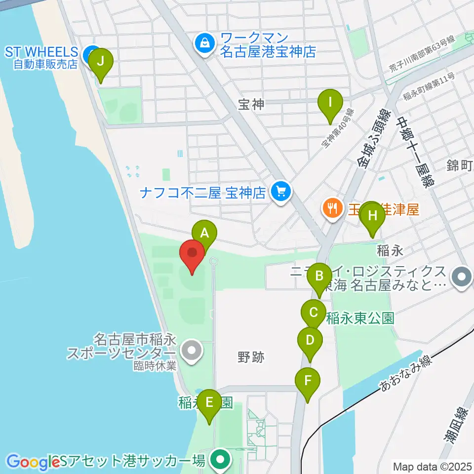 稲永公園野球場周辺の駐車場・コインパーキング一覧地図