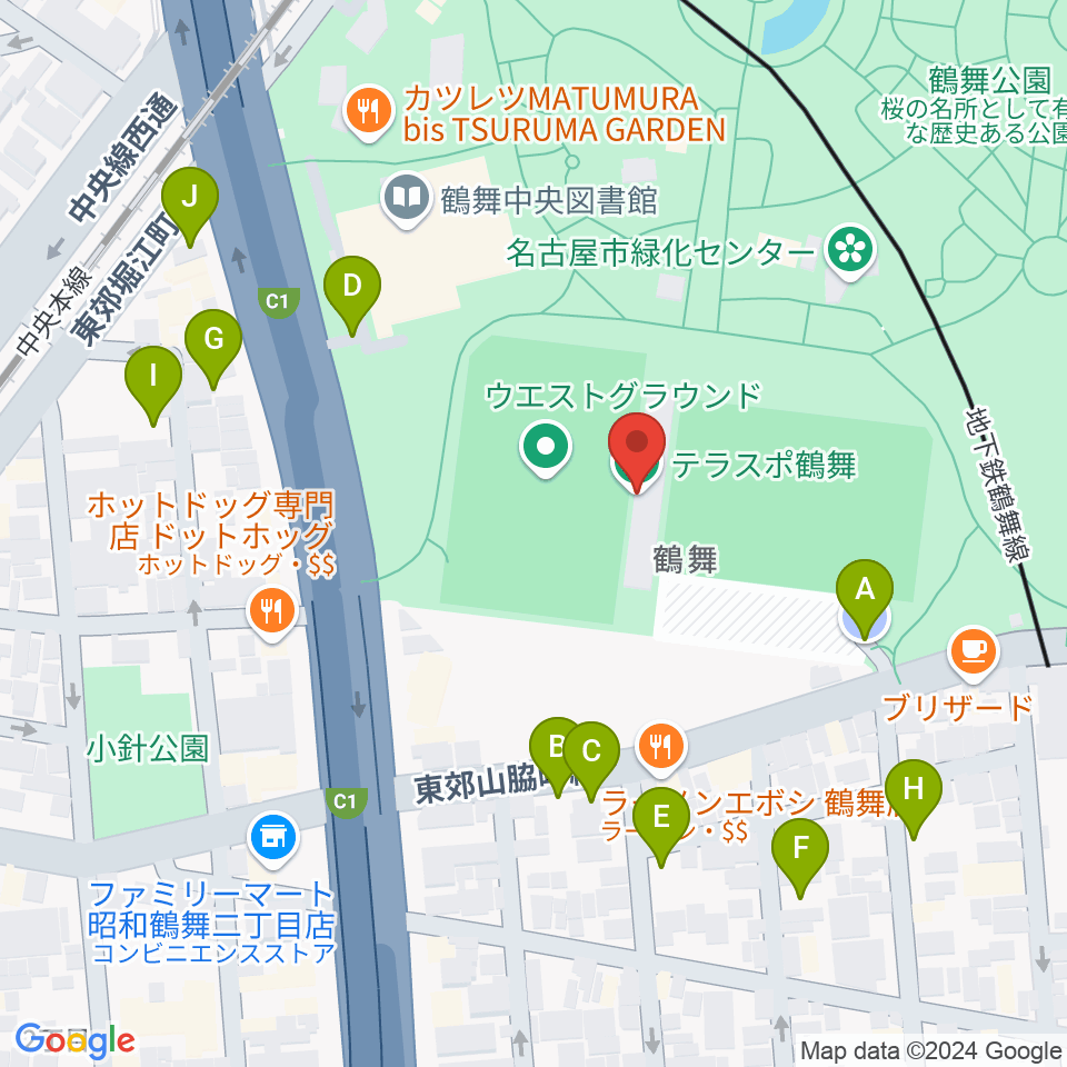 テラスポ鶴舞周辺の駐車場・コインパーキング一覧地図