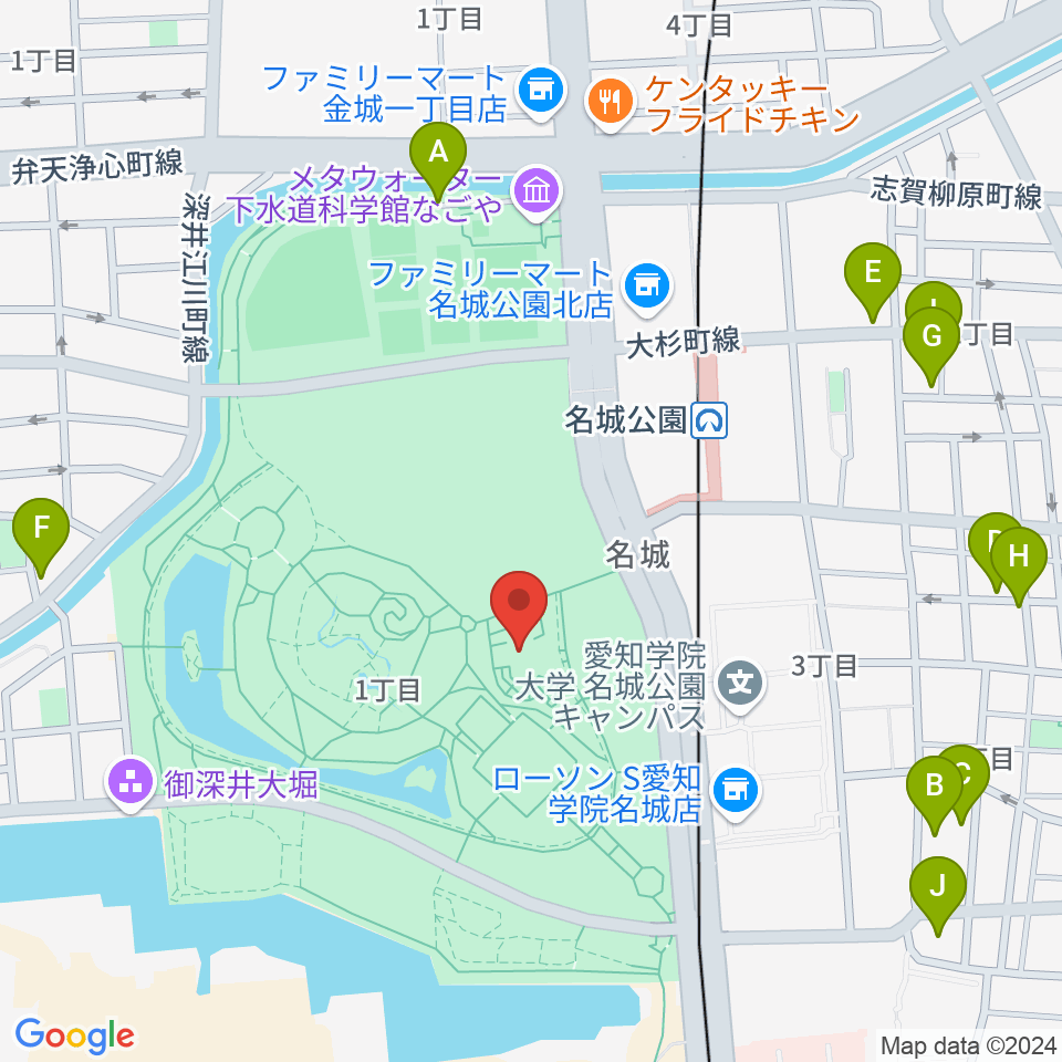 名城公園フラワープラザ周辺の駐車場・コインパーキング一覧地図