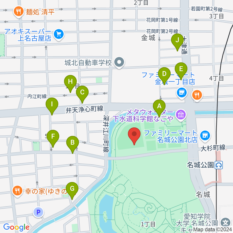 名城公園野球場周辺の駐車場・コインパーキング一覧地図