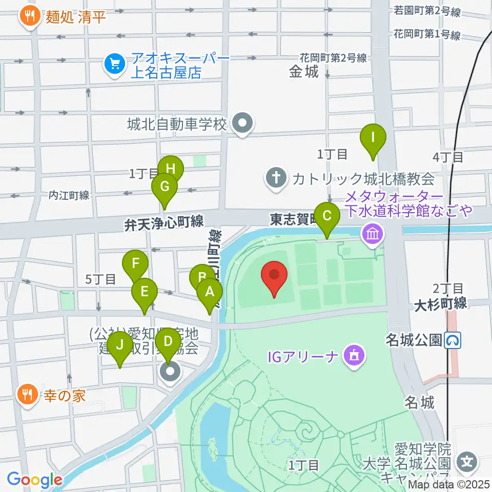 名城公園野球場周辺の駐車場・コインパーキング一覧地図
