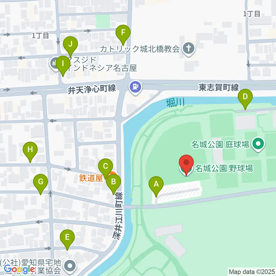 名城公園野球場周辺の駐車場・コインパーキング一覧地図