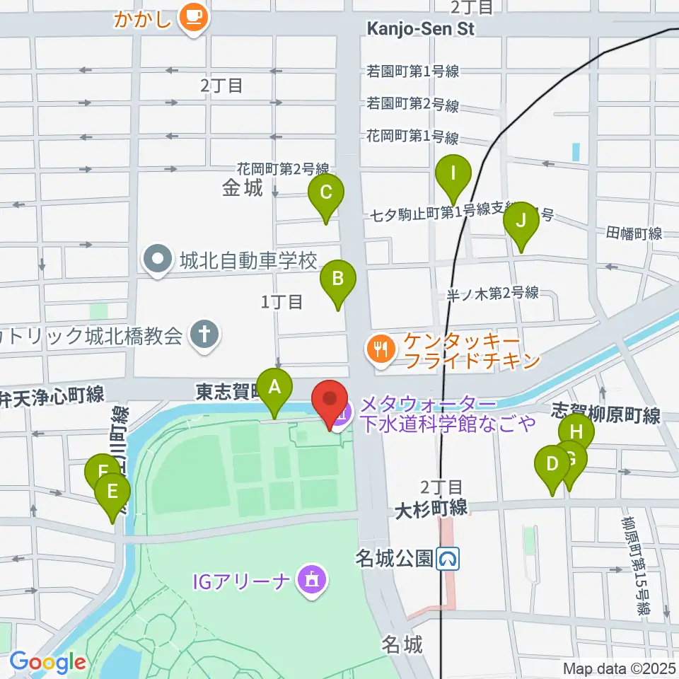 メタウォーター下水道科学館なごや周辺の駐車場・コインパーキング一覧地図