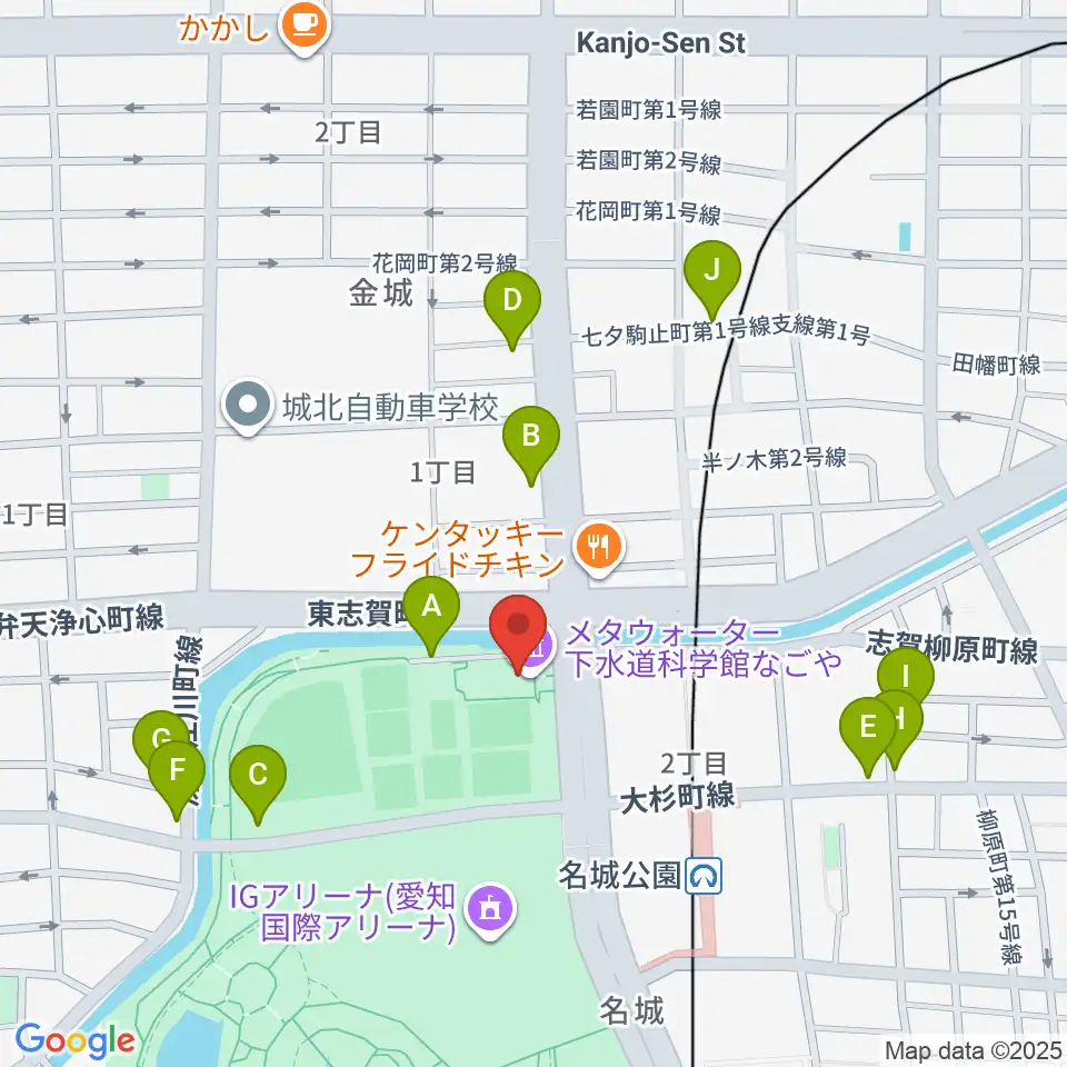 メタウォーター下水道科学館なごや周辺の駐車場・コインパーキング一覧地図