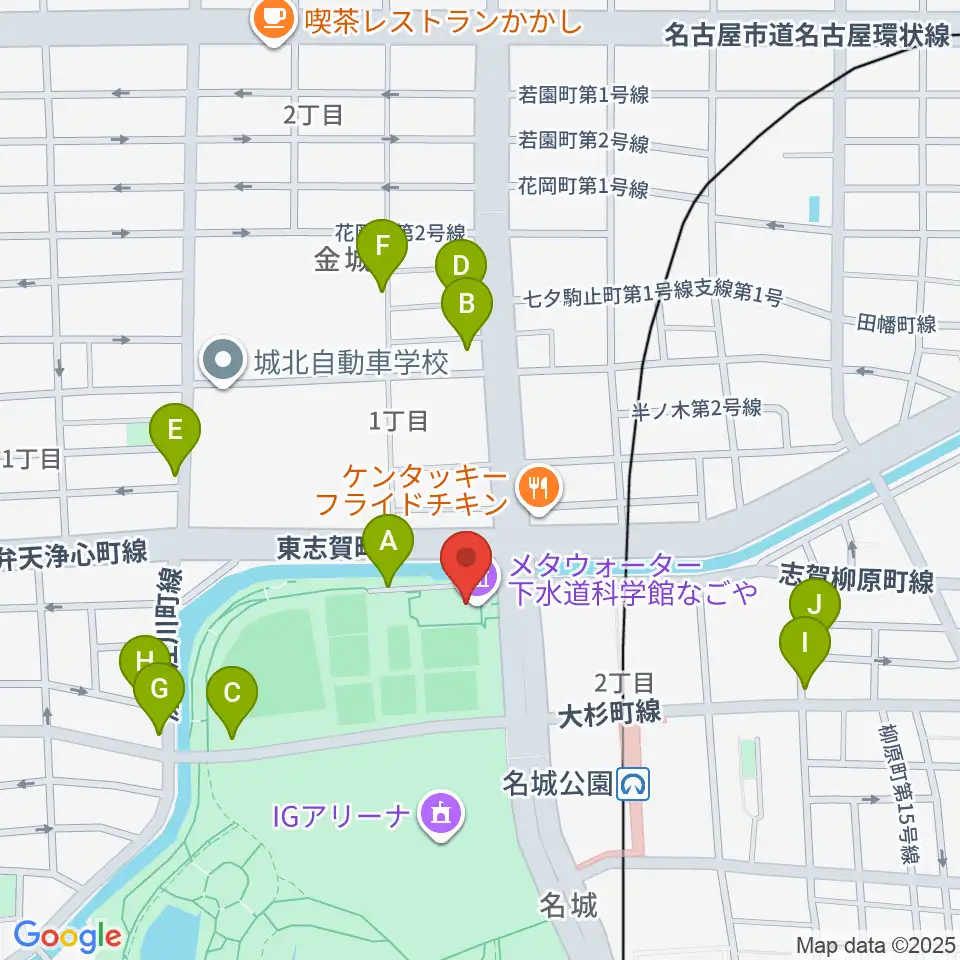 メタウォーター下水道科学館なごや周辺の駐車場・コインパーキング一覧地図