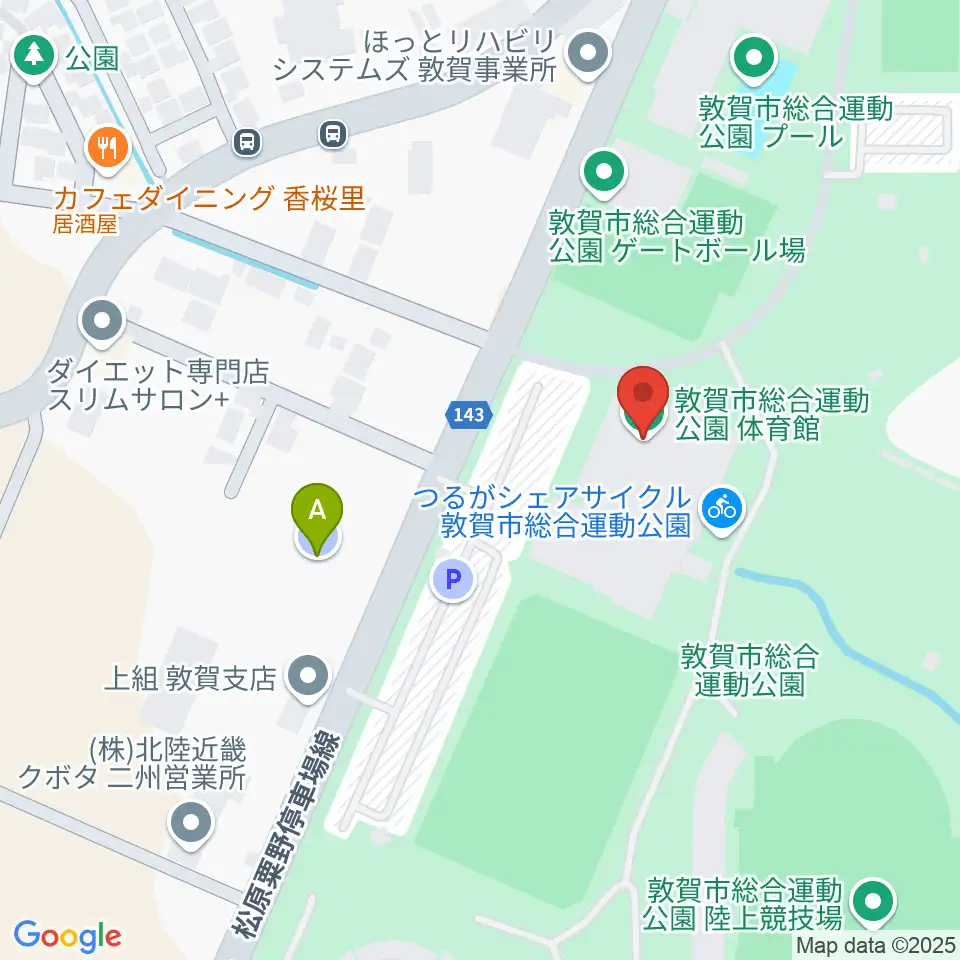敦賀市総合運動公園体育館周辺の駐車場・コインパーキング一覧地図