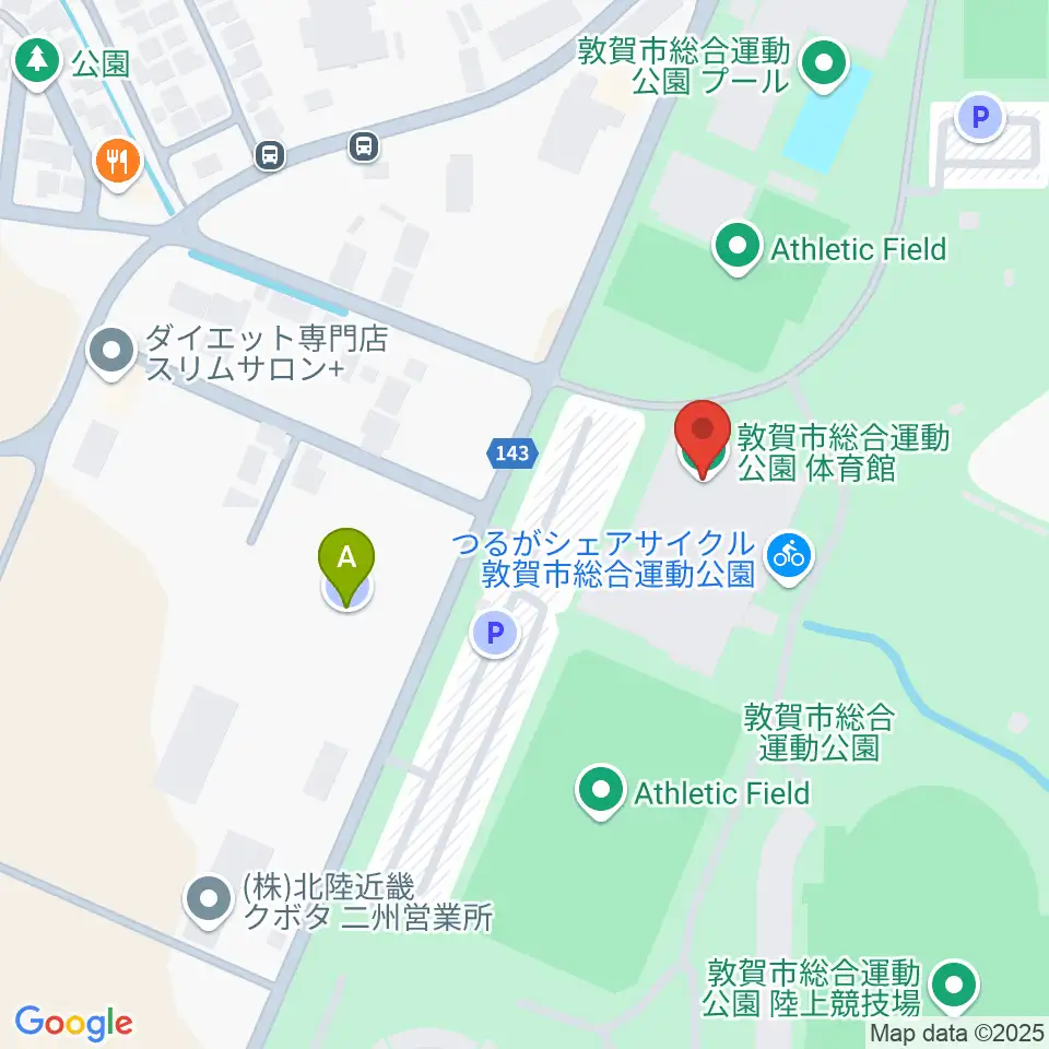 敦賀市総合運動公園体育館周辺の駐車場・コインパーキング一覧地図