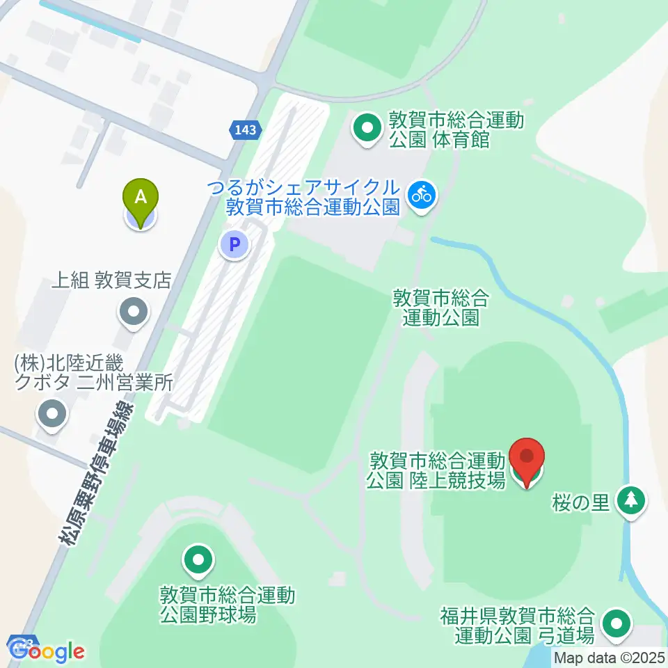 敦賀市総合運動公園陸上競技場周辺の駐車場・コインパーキング一覧地図