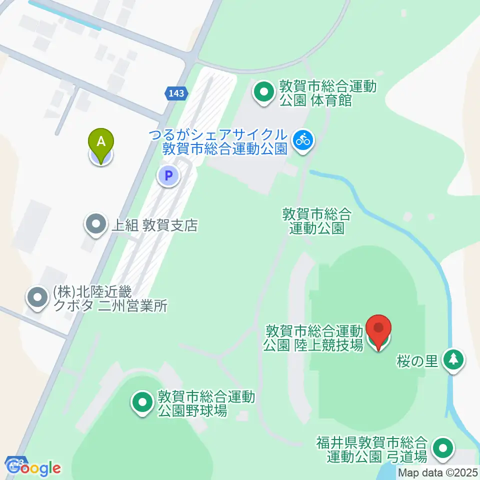 敦賀市総合運動公園陸上競技場周辺の駐車場・コインパーキング一覧地図