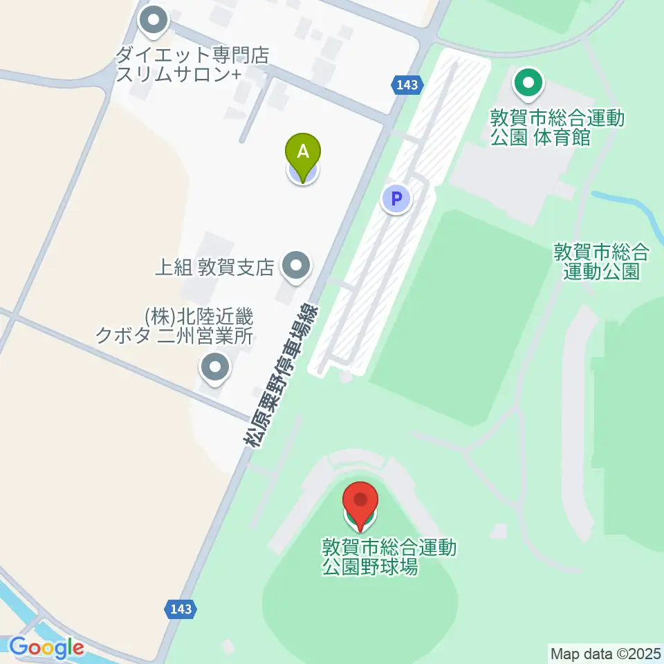 敦賀市総合運動公園野球場周辺の駐車場・コインパーキング一覧地図