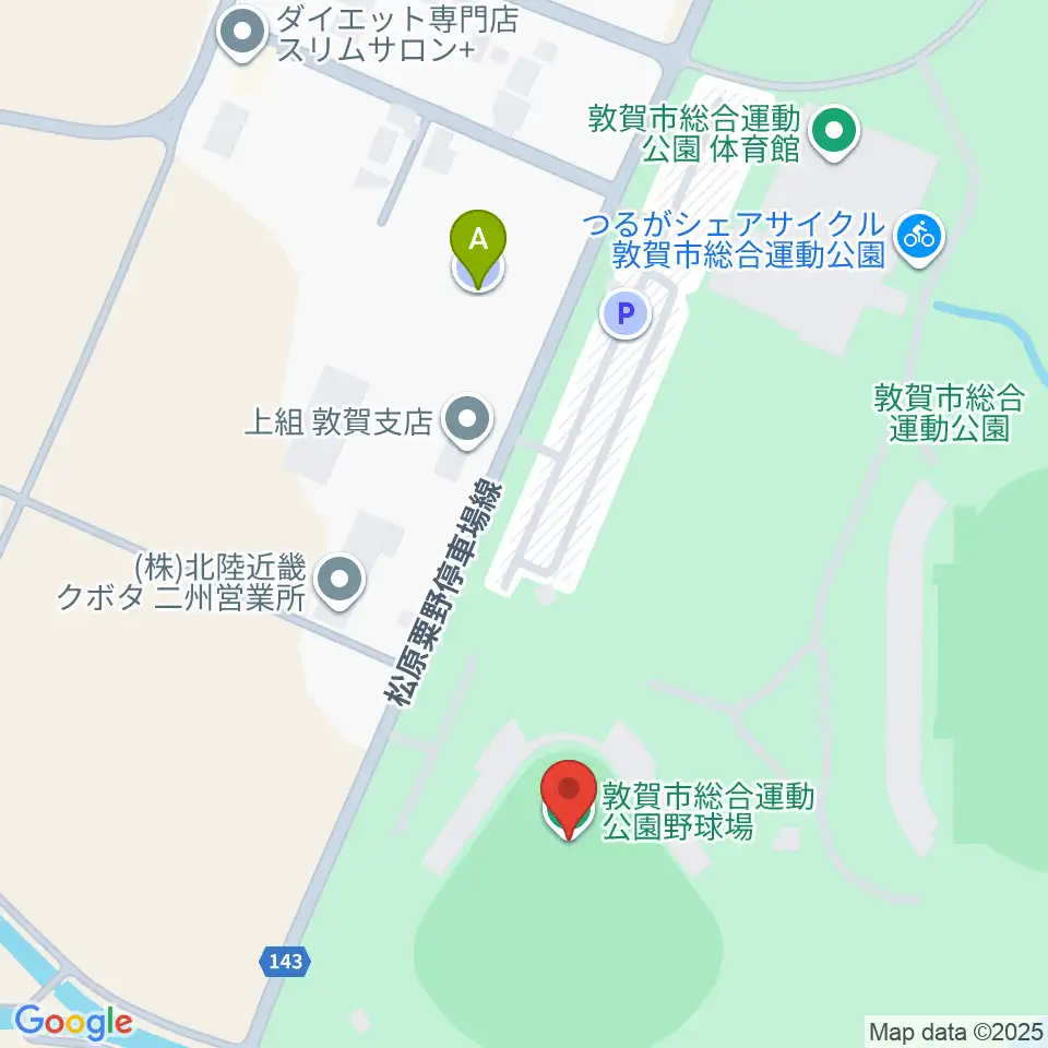 敦賀市総合運動公園野球場周辺の駐車場・コインパーキング一覧地図