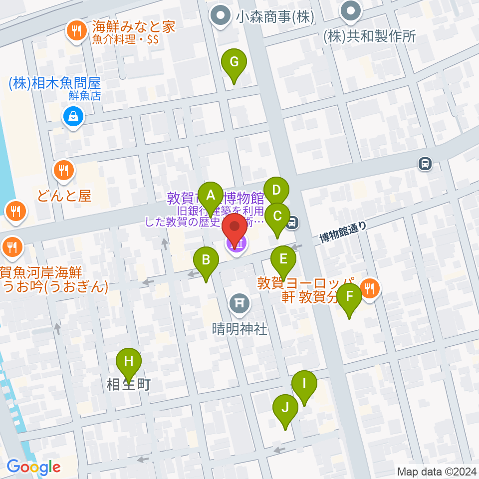 敦賀市立博物館周辺の駐車場・コインパーキング一覧地図