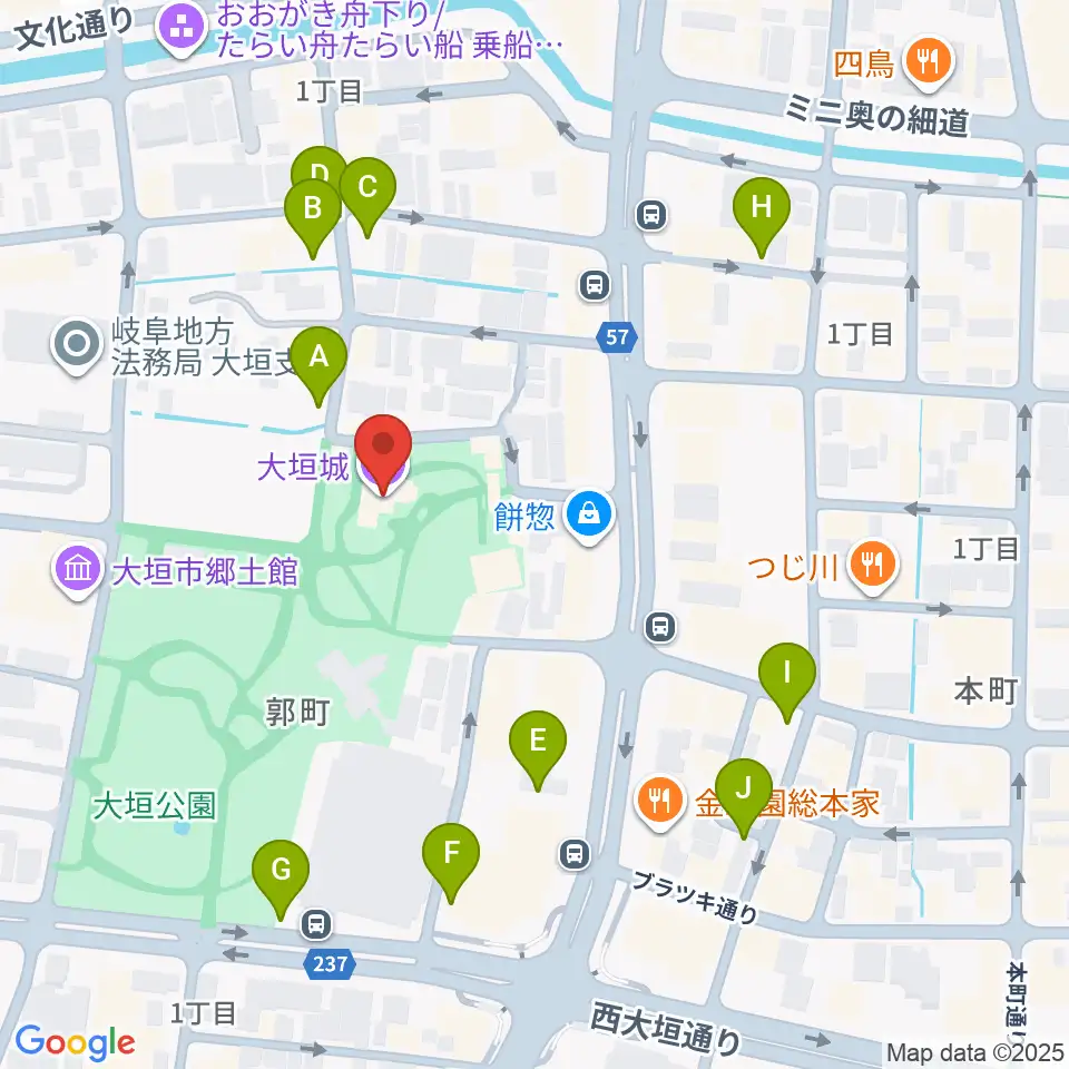 大垣城展望室周辺の駐車場・コインパーキング一覧地図