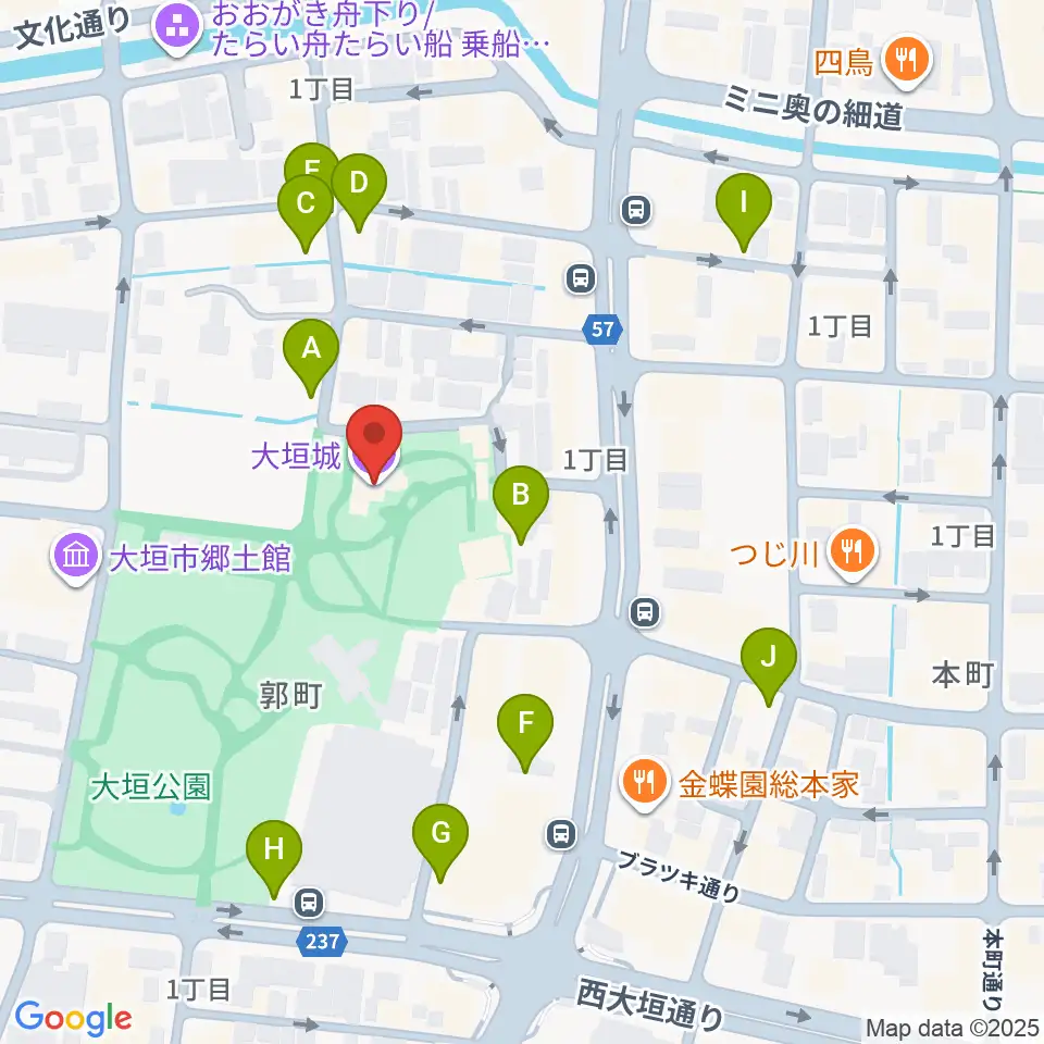 大垣城展望室周辺の駐車場・コインパーキング一覧地図