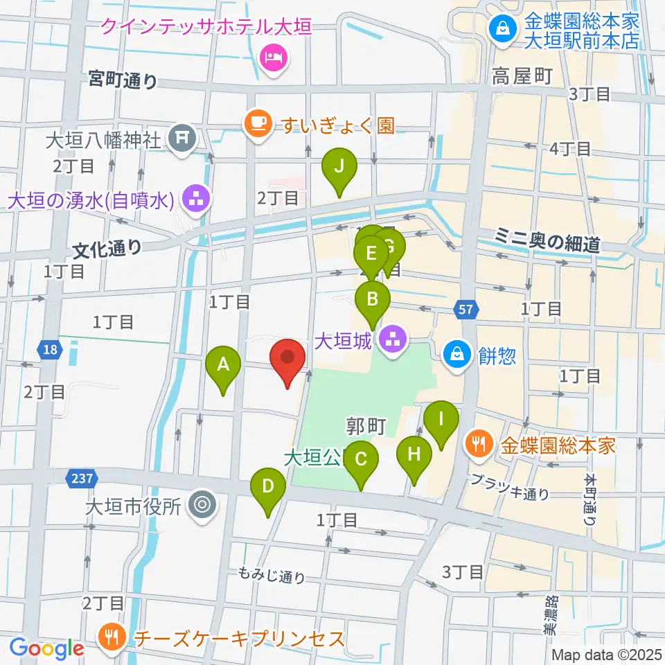 大垣市郷土館周辺の駐車場・コインパーキング一覧地図