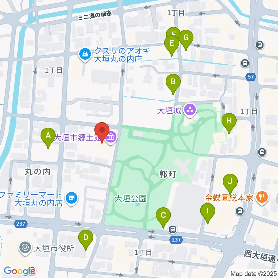 大垣市郷土館周辺の駐車場・コインパーキング一覧地図