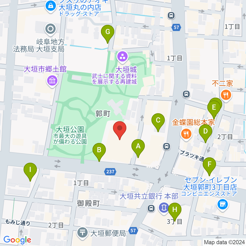 大垣城ホール周辺の駐車場・コインパーキング一覧地図