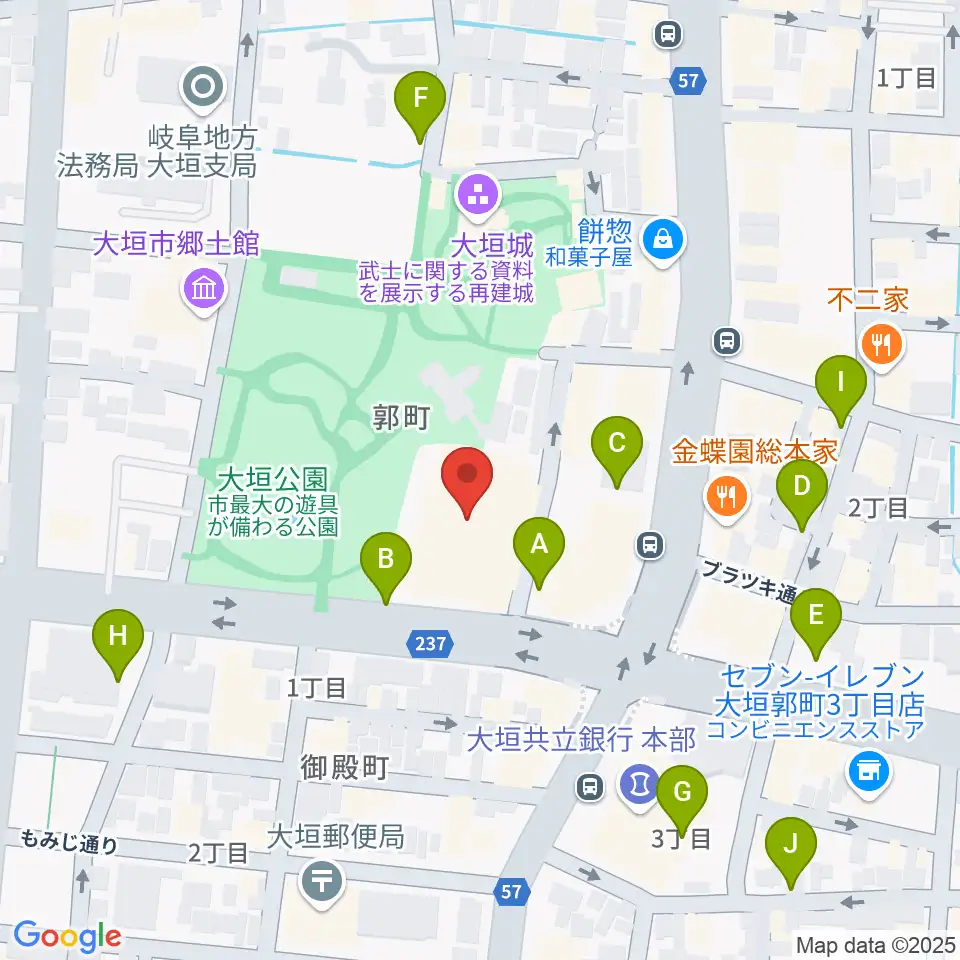 大垣城ホール周辺の駐車場・コインパーキング一覧地図