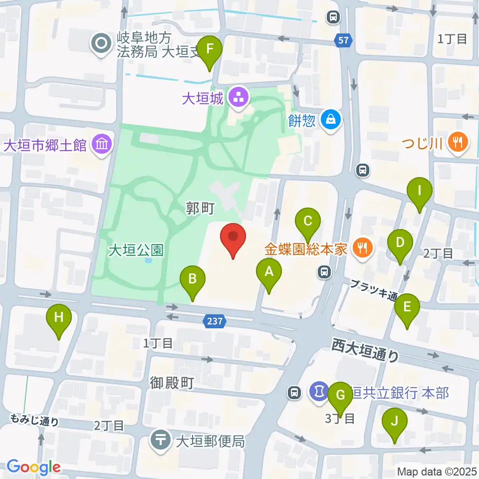 大垣城ホール周辺の駐車場・コインパーキング一覧地図