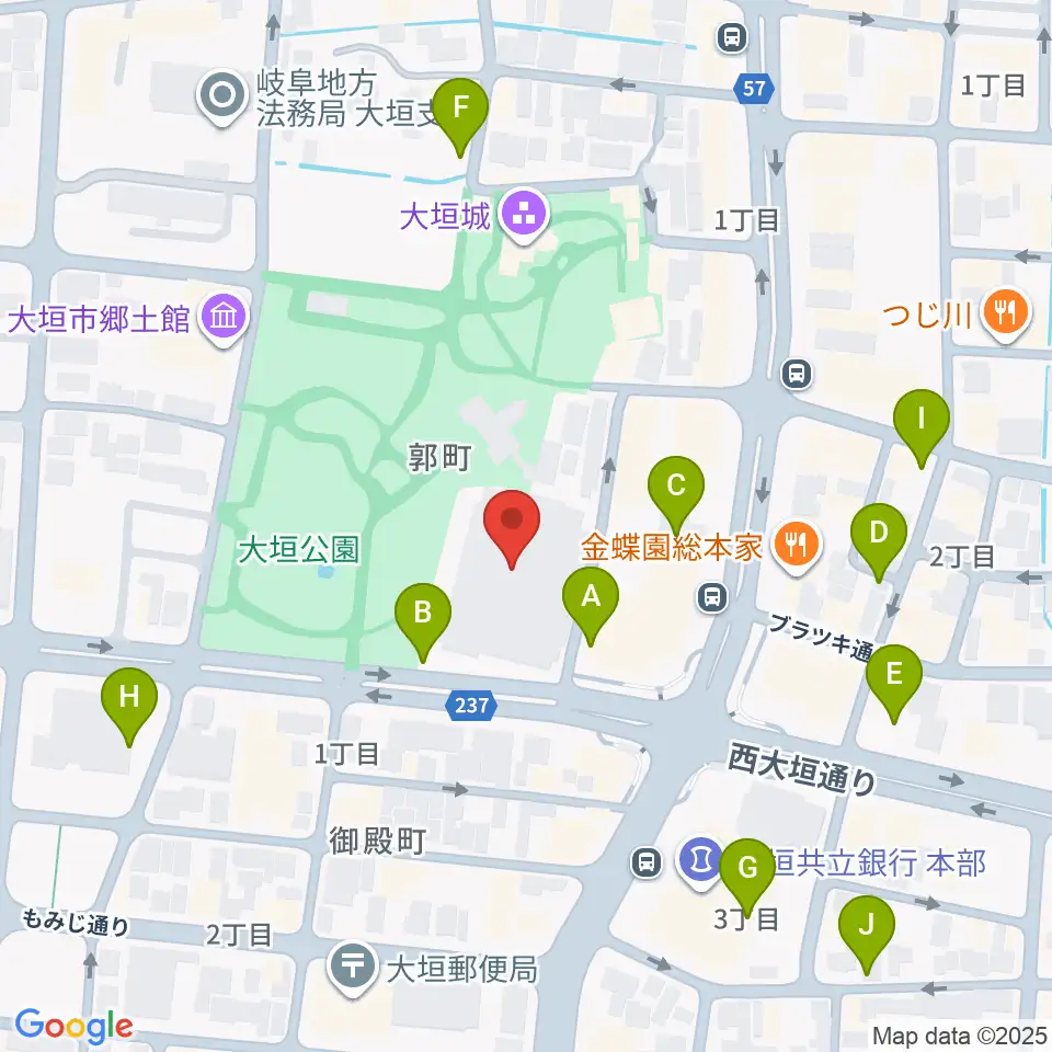 大垣城ホール周辺の駐車場・コインパーキング一覧地図
