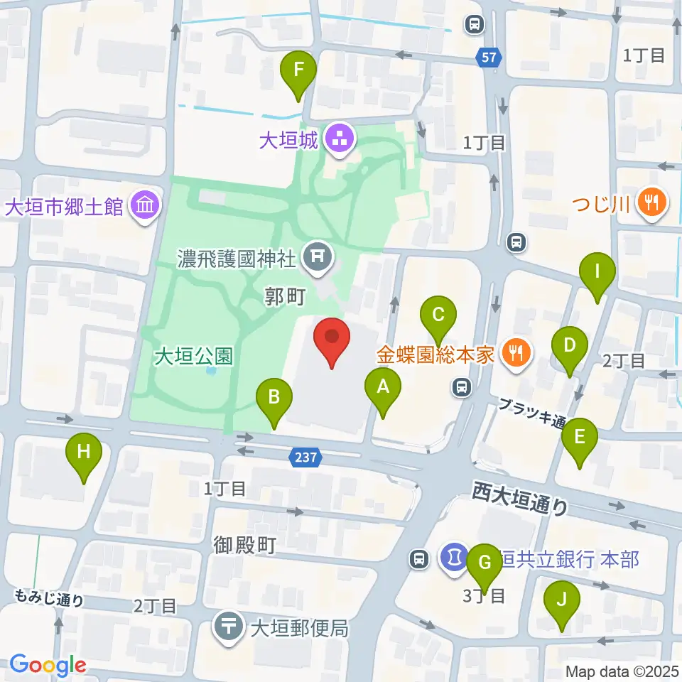 大垣城ホール周辺の駐車場・コインパーキング一覧地図