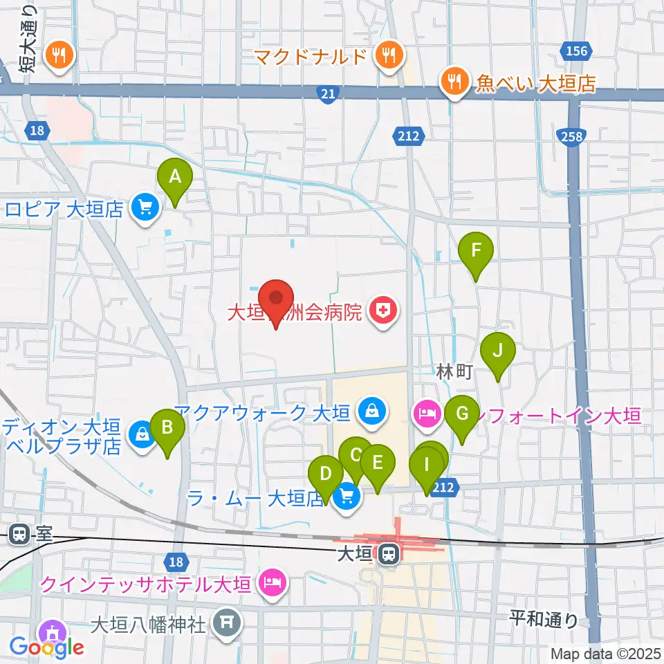 大垣市北公園野球場周辺の駐車場・コインパーキング一覧地図