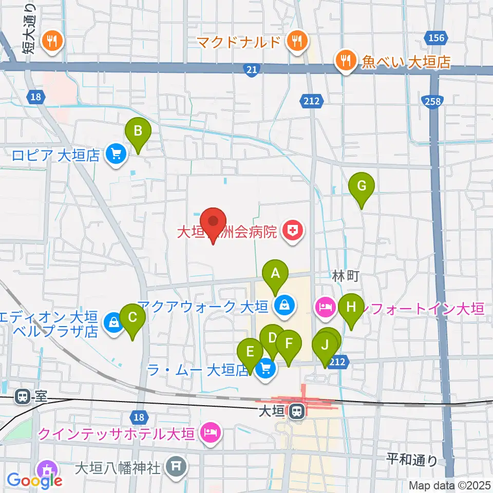 大垣市北公園野球場周辺の駐車場・コインパーキング一覧地図