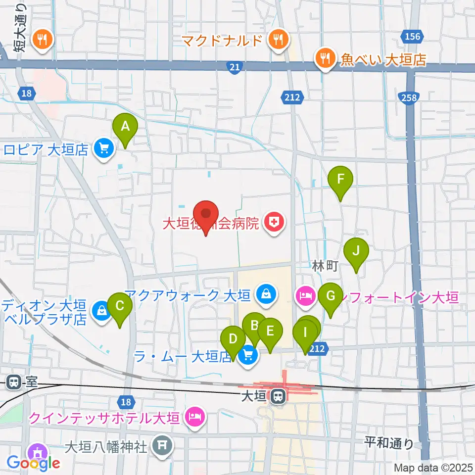 大垣市北公園陸上競技場周辺の駐車場・コインパーキング一覧地図