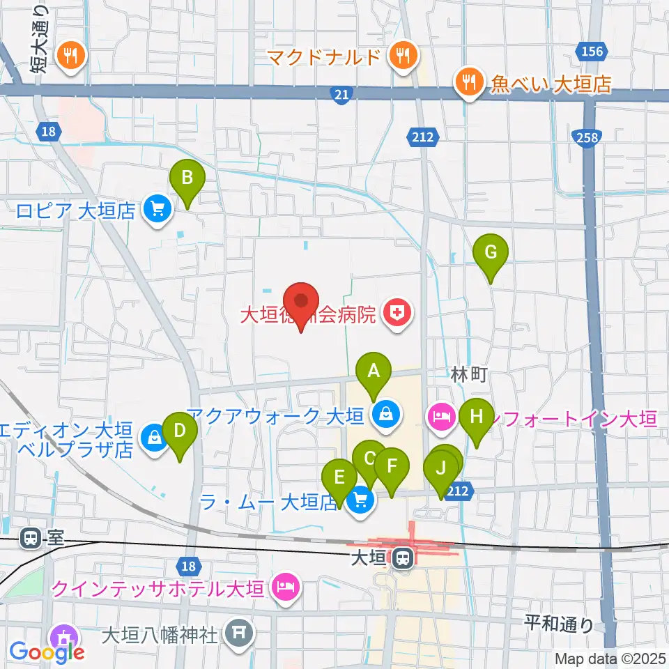 大垣市北公園陸上競技場周辺の駐車場・コインパーキング一覧地図