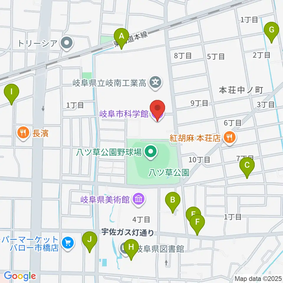 岐阜市科学館周辺の駐車場・コインパーキング一覧地図