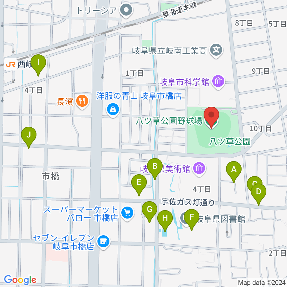 八ツ草公園野球場周辺の駐車場・コインパーキング一覧地図