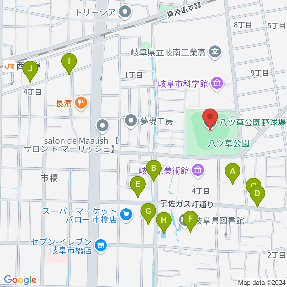 八ツ草公園野球場周辺の駐車場・コインパーキング一覧地図