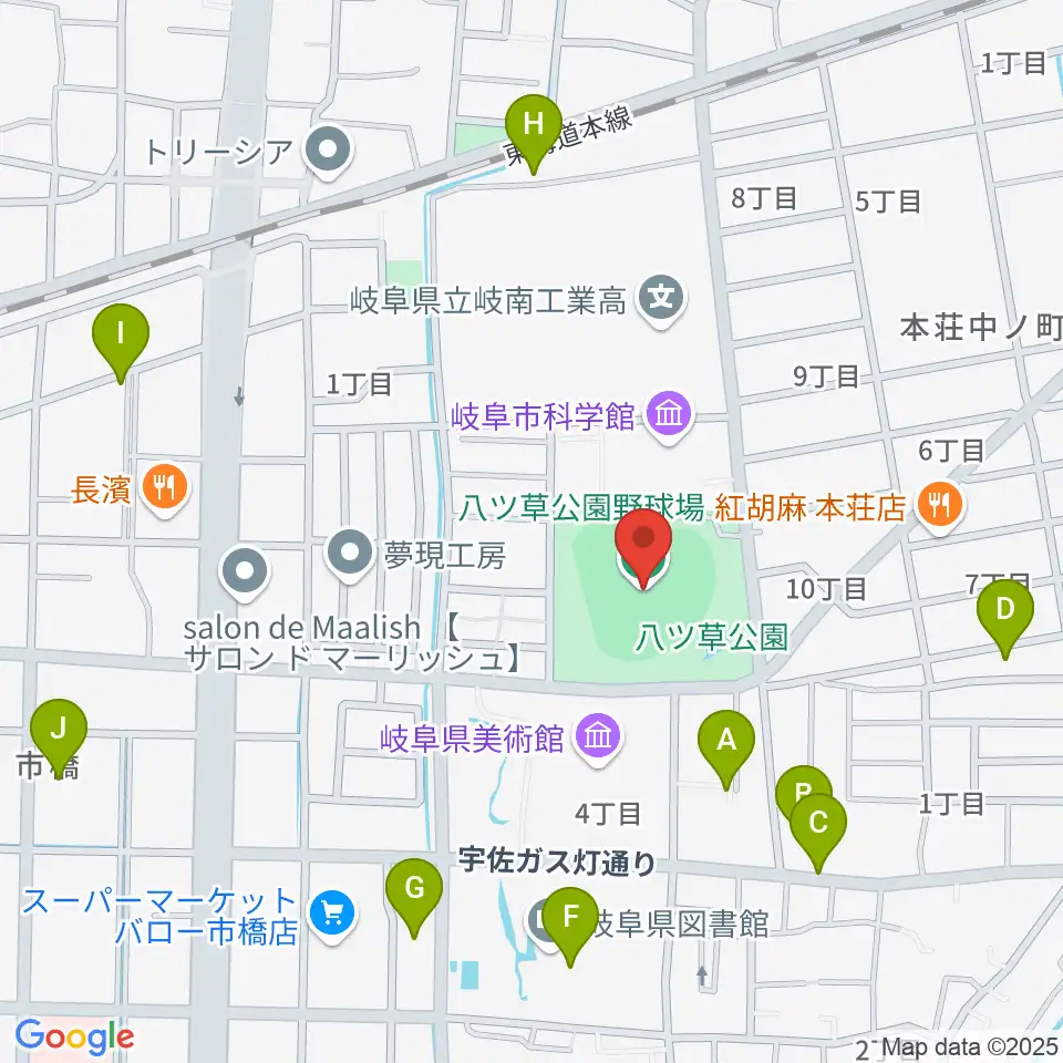 八ツ草公園野球場周辺の駐車場・コインパーキング一覧地図