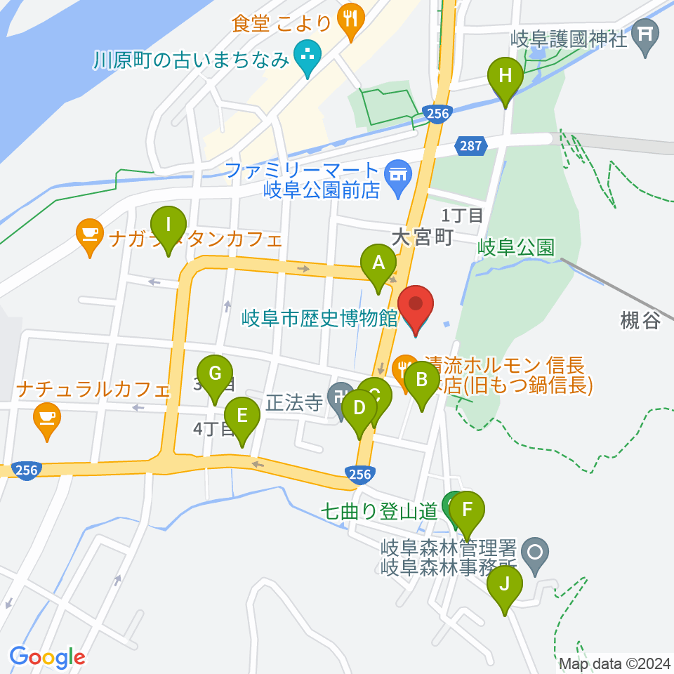 岐阜市歴史博物館周辺の駐車場・コインパーキング一覧地図