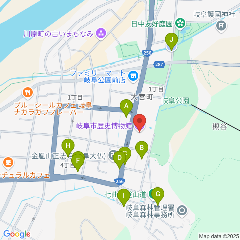 岐阜市歴史博物館周辺の駐車場・コインパーキング一覧地図