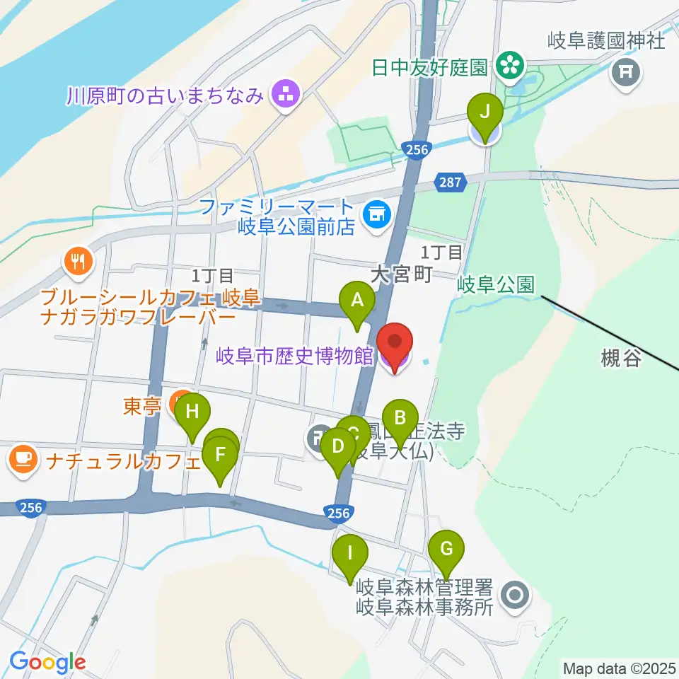 岐阜市歴史博物館周辺の駐車場・コインパーキング一覧地図
