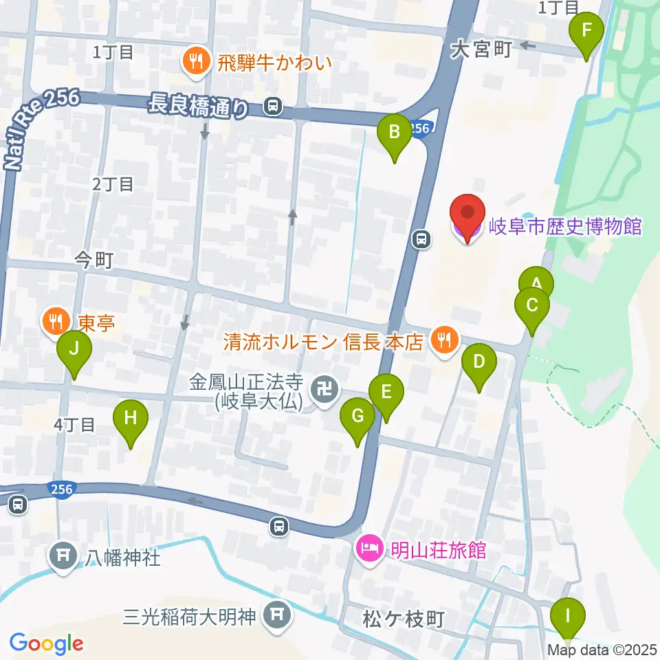 岐阜市歴史博物館周辺の駐車場・コインパーキング一覧地図