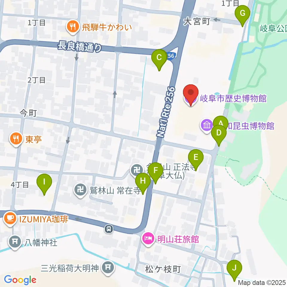 岐阜市歴史博物館周辺の駐車場・コインパーキング一覧地図