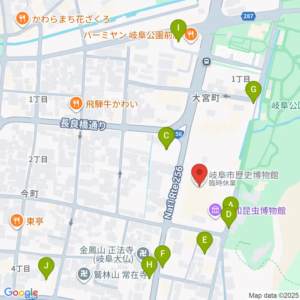 岐阜市歴史博物館周辺の駐車場・コインパーキング一覧地図