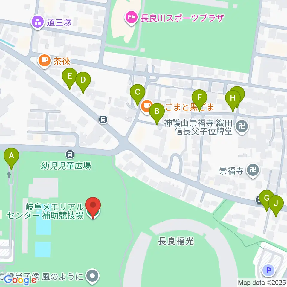 岐阜メモリアルセンター補助競技場周辺の駐車場・コインパーキング一覧地図