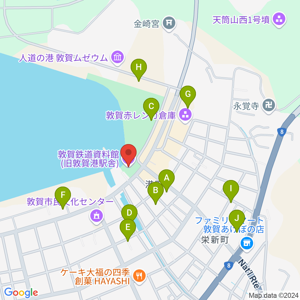 敦賀鉄道資料館周辺の駐車場・コインパーキング一覧地図