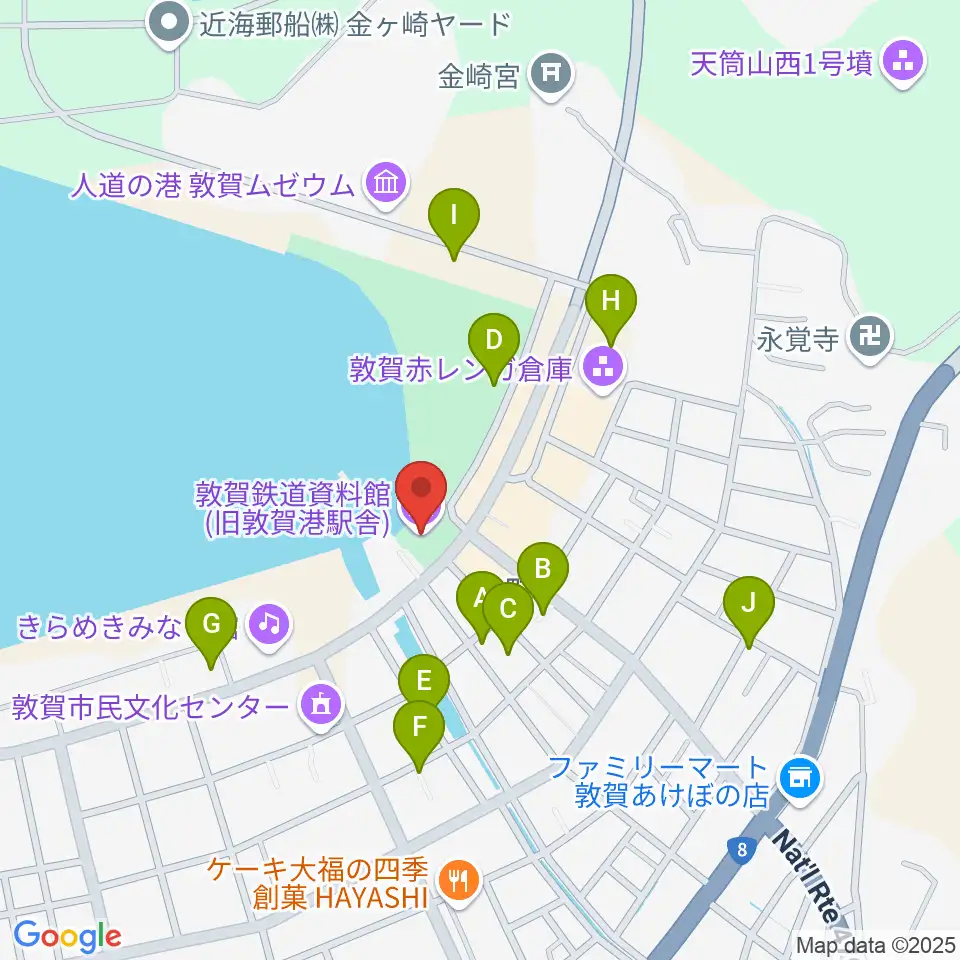 敦賀鉄道資料館周辺の駐車場・コインパーキング一覧地図