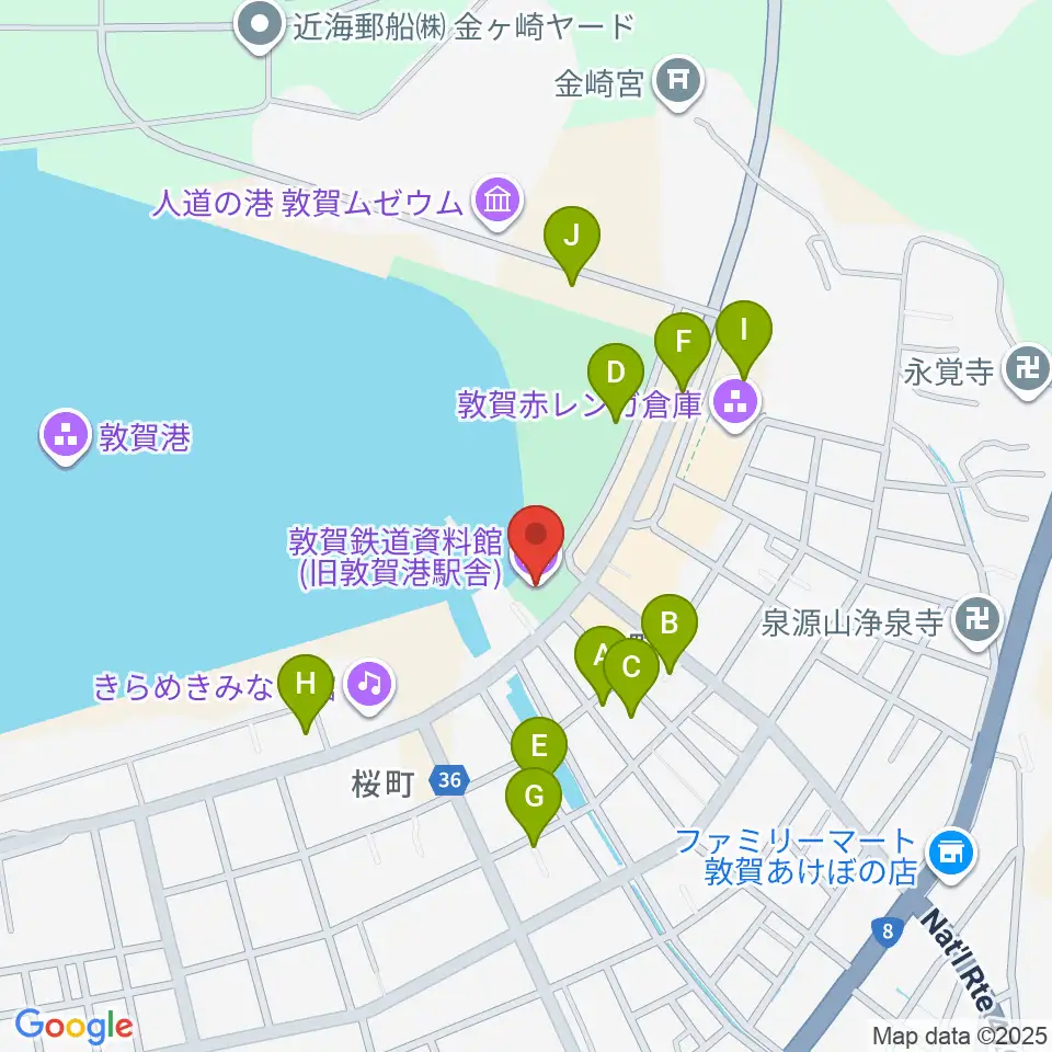 敦賀鉄道資料館周辺の駐車場・コインパーキング一覧地図